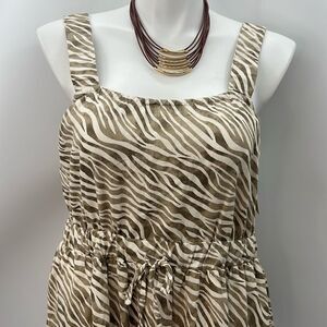 Cactus & Pearl zebra print tiered maxi dress XL